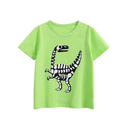 Summer Boys’ Animals Dinosaurs Cartoon Pattern T-shirt in European and