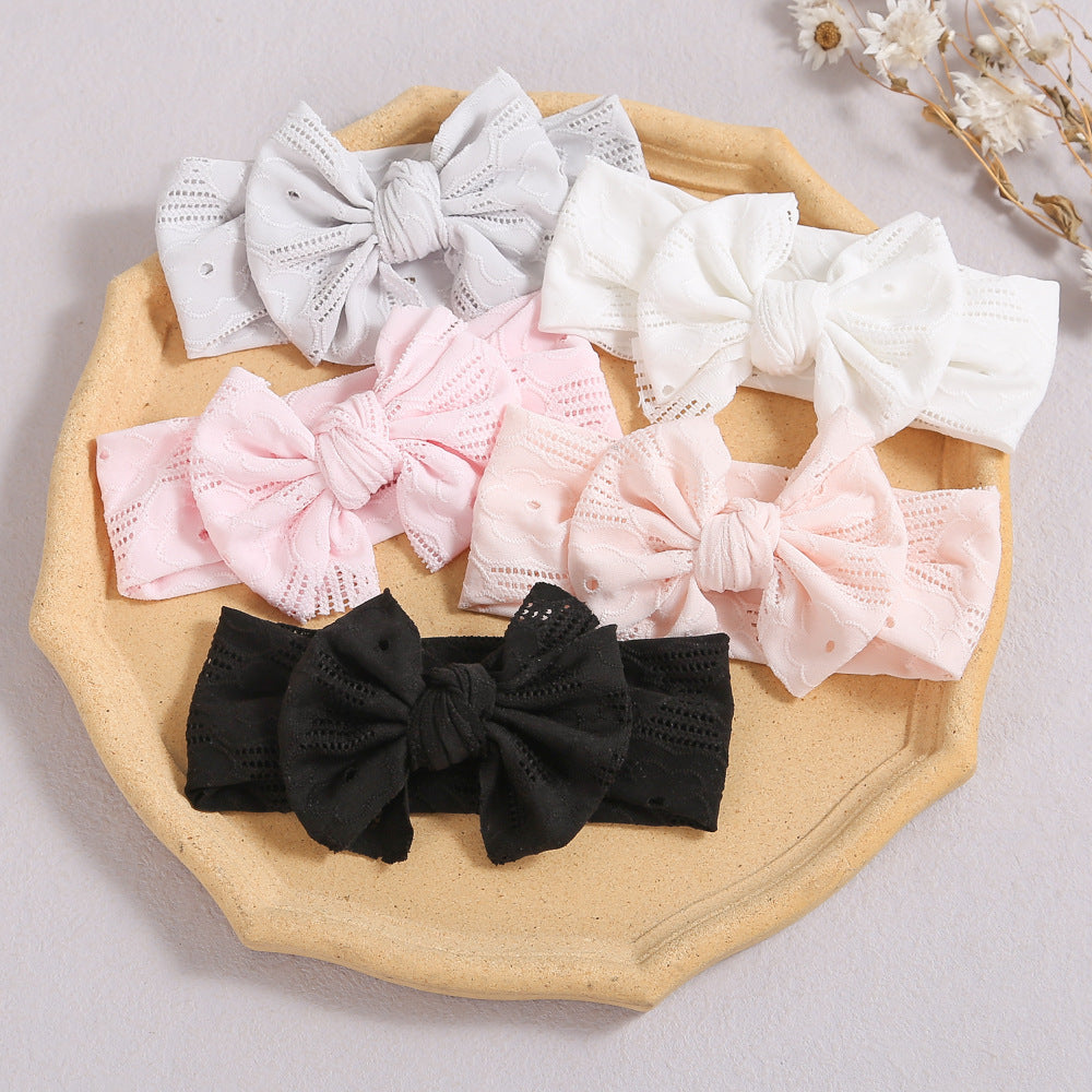 Baby Solid Color Hollow Out Thin Breathable Bow Tie Hot Sale Headband