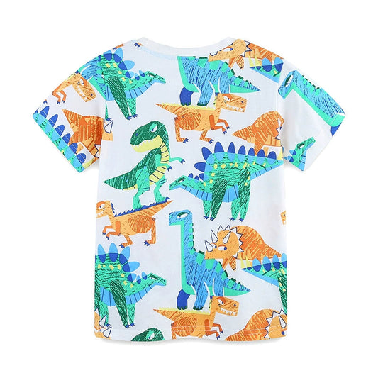 Summer Boys’ Dinosaurs Animals Cartoon Pattern T-shirt in European and