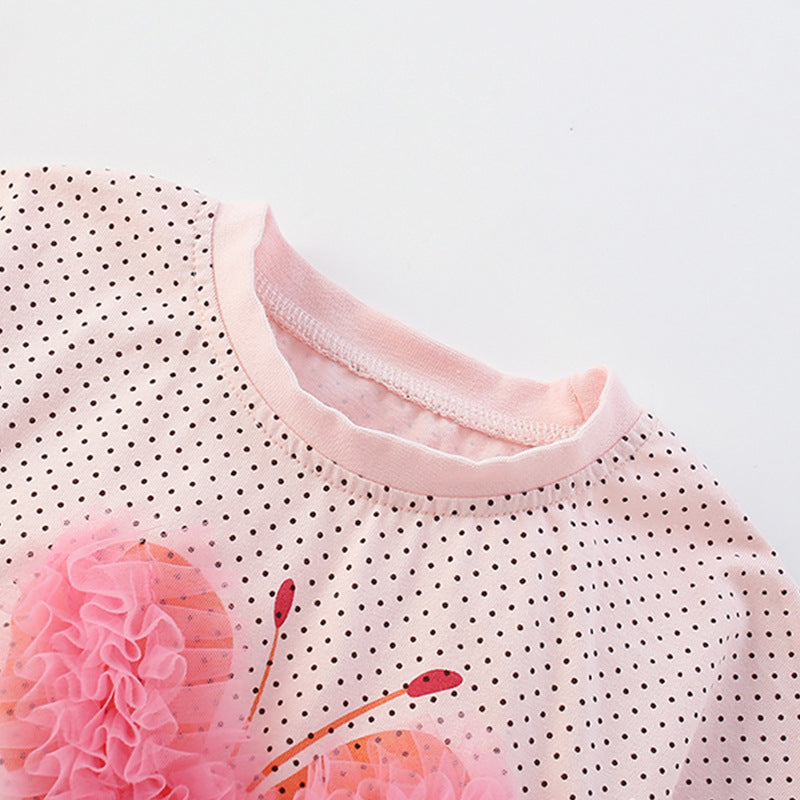 Summer Baby Kids Heart Shaped Butterfly Pattern Top and Pink Shorts