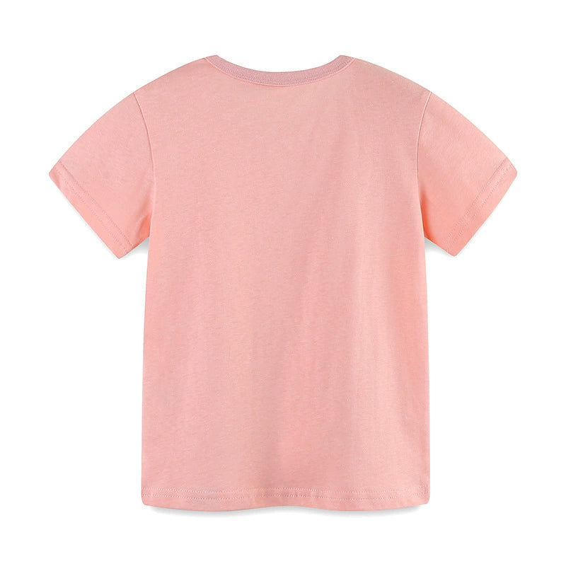 Summer Girls’ Cartoon Animals Pattern T-shirt in European and American