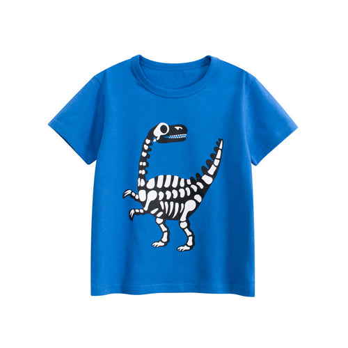 Summer Boys’ Animals Dinosaurs Cartoon Pattern T-shirt in European and