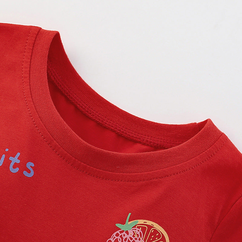 Summer Arrival Fruits Cartoon Pattern Short Sleeves Dress for Stylish