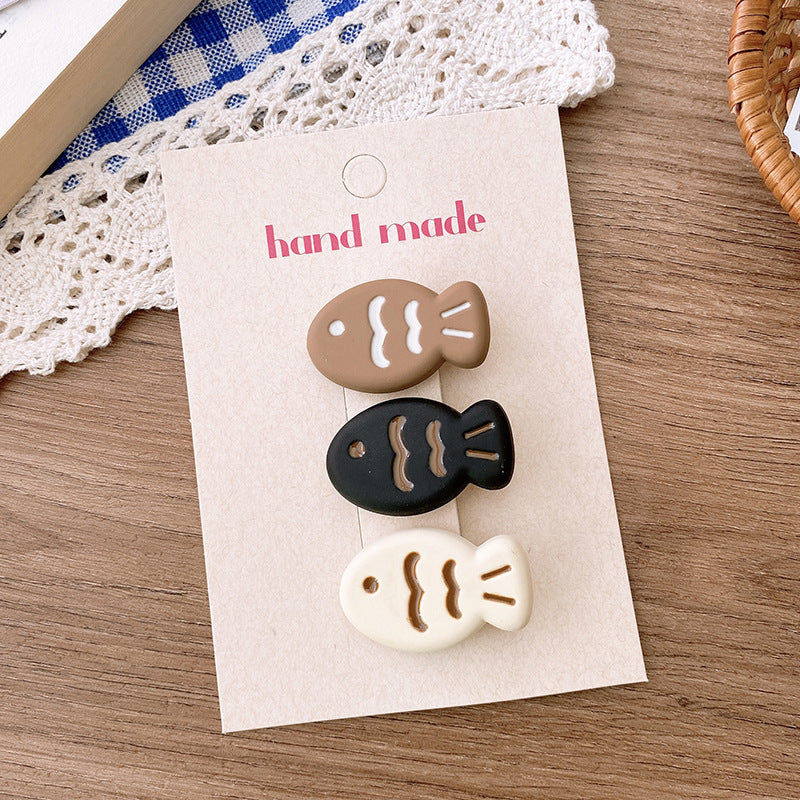 Cute Cartoon Tri-Colored Taiyaki Hair Clip: Adorable Hair Accessory