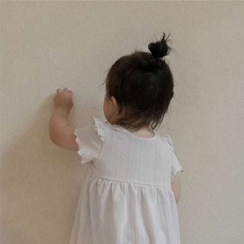 Summer Baby Kids Solid Color Fly Sleeves Vest and Pants Simple