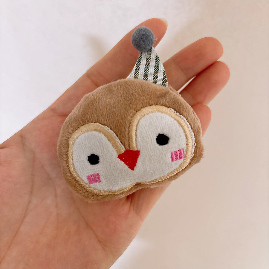 Versatile Cute Cartoon Plush Childrenâ€™s Hair Clip with 3D Cotton