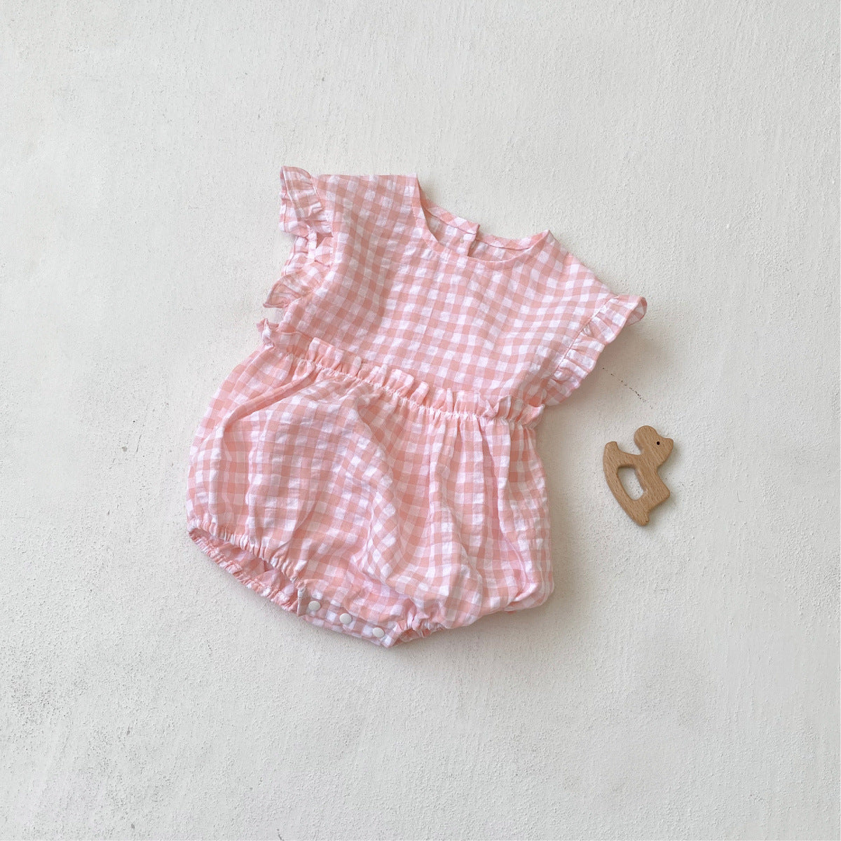 Summer Baby Kids Sleeveless Plaid Pattern Onesies and Hat Casual