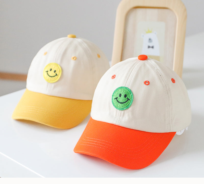 Baby Smiley Embroidered Pattern Color Matching Design Sunshade Peaked