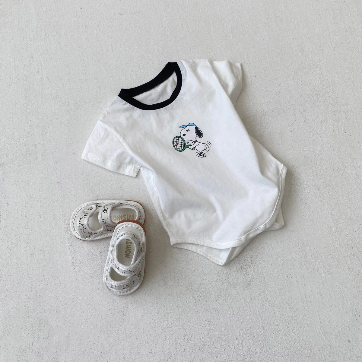 Summer Arrival Baby Unisex Cute Short Sleeves Cartoon Puppy Pattern