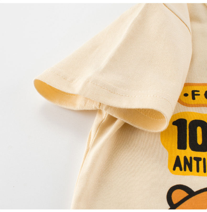 Summer Boys’ Animals Dinosaur and Tiger Cartoon Pattern T-shirt in