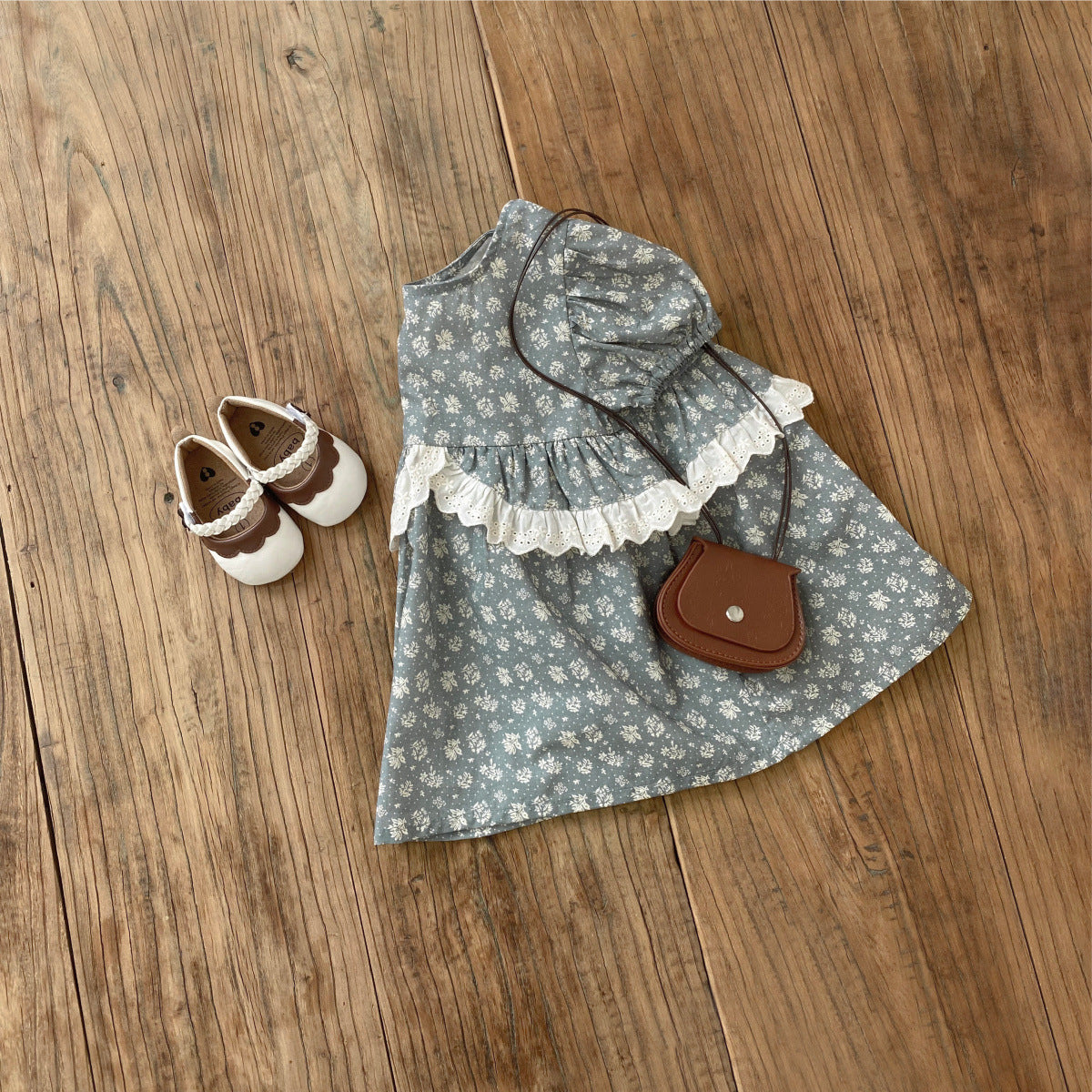 Summer Arrival Northern Europe Floral Pattern Short Sleeves Dress for