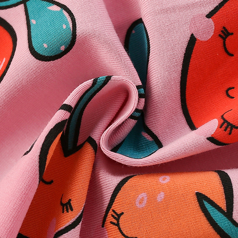 Summer Arrival Fruits Strawberry Cartoon Pattern Short Sleeves Dress