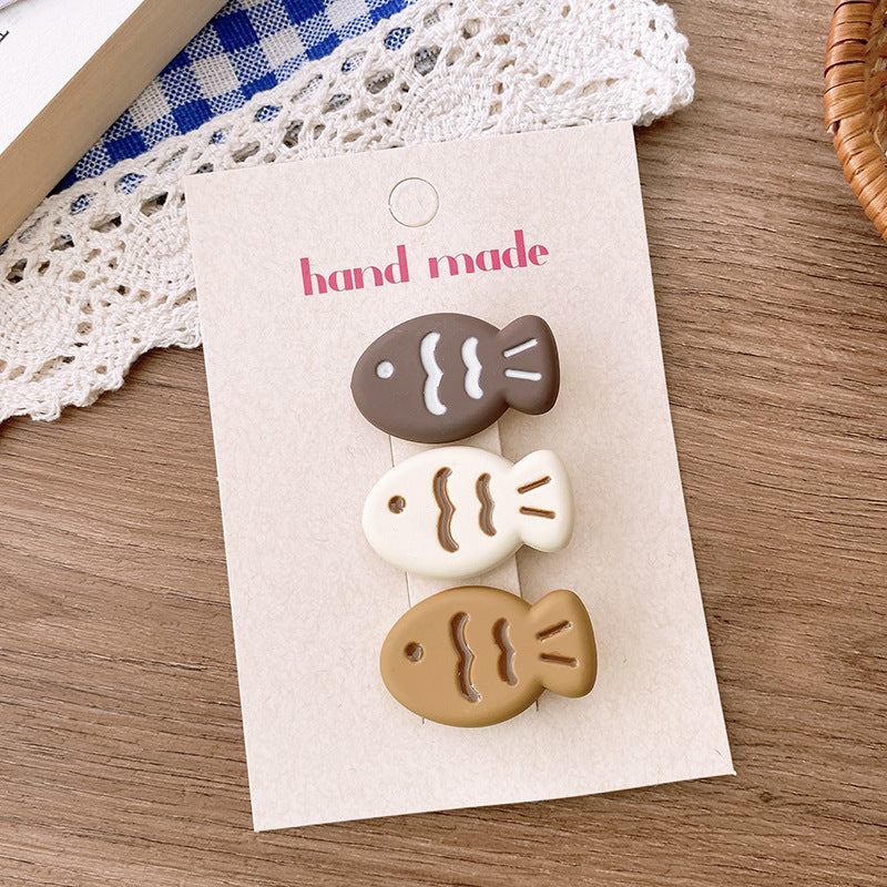 Cute Cartoon Tri-Colored Taiyaki Hair Clip: Adorable Hair Accessory