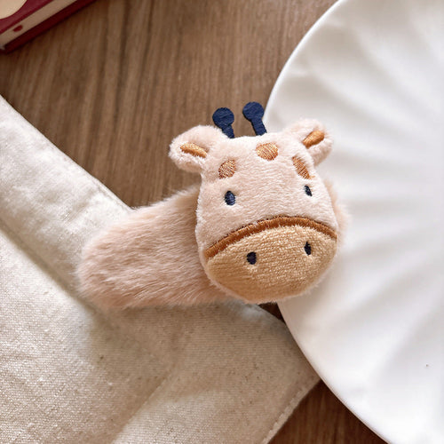 Versatile Cute Cartoon Plush Childrenâ€™s Hair Clip with 3D Cotton