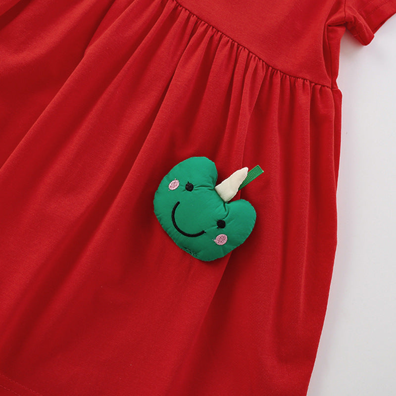 Summer Arrival Fruits Cartoon Pattern Short Sleeves Dress for Stylish