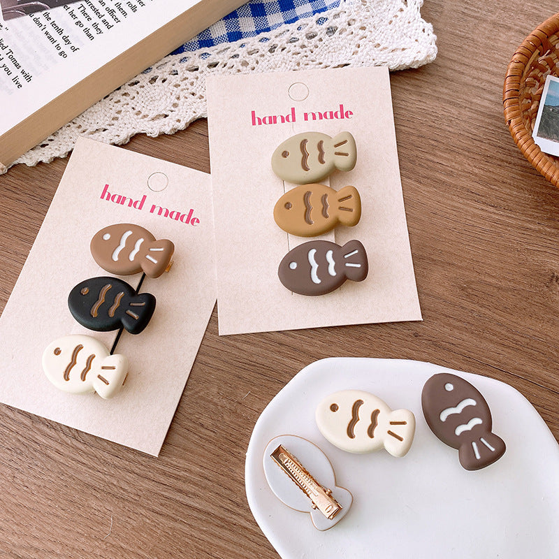 Cute Cartoon Tri-Colored Taiyaki Hair Clip: Adorable Hair Accessory