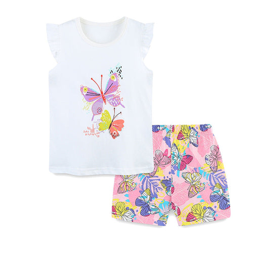 Summer Baby Kids Cute Butterfly Pattern Vest and Shorts Clothing Set