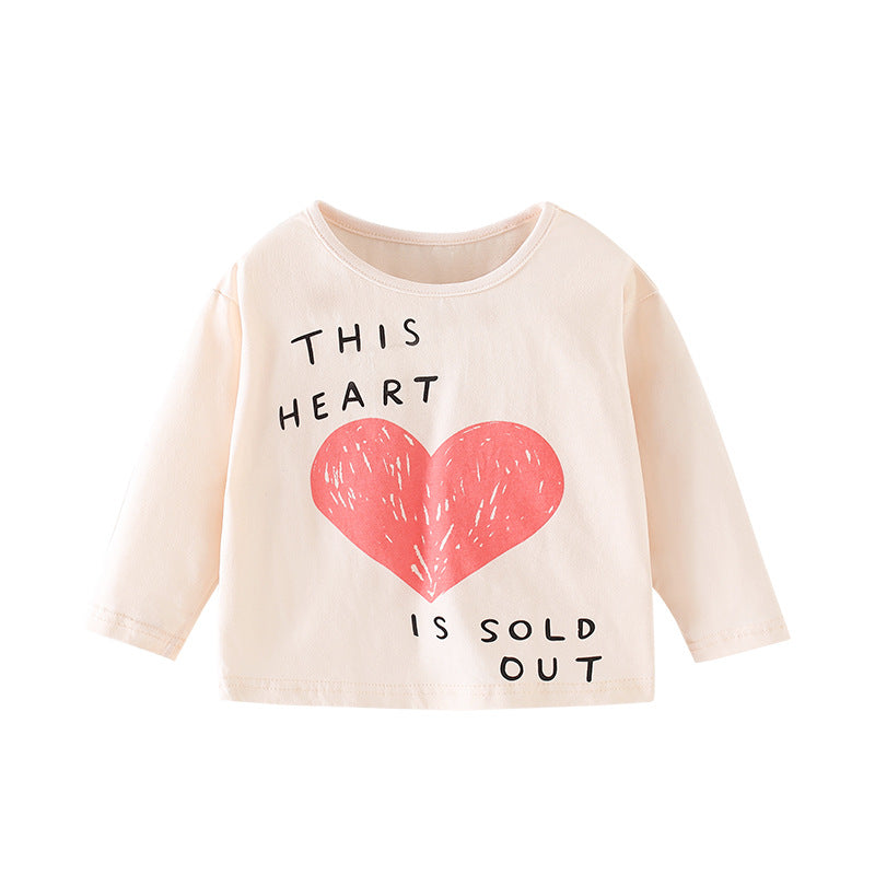 Baby Girl Heart Pattern Long Sleeve Kids Valentine Day Shirt