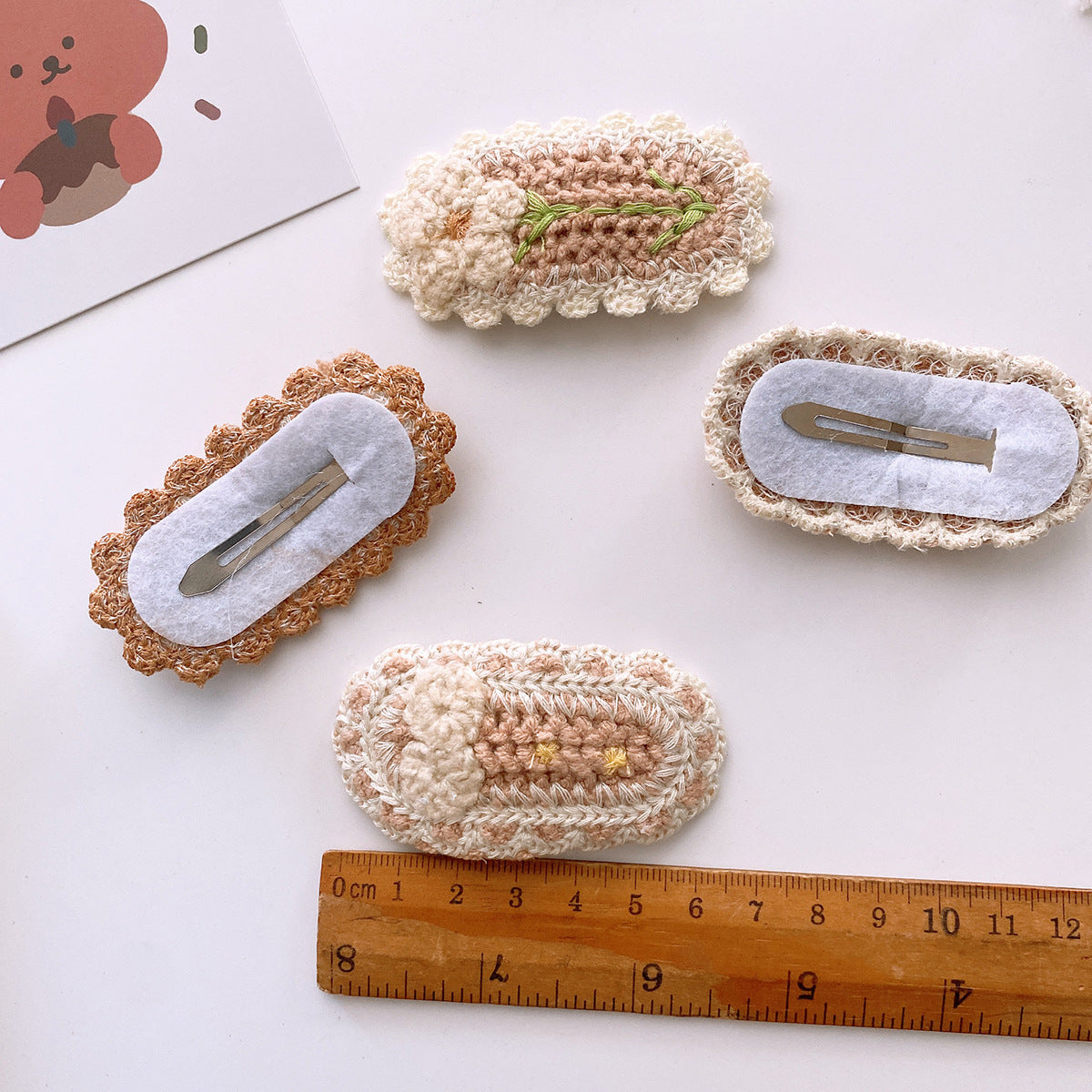 Korean-Style Versatile Knit Hair Clip With Sweet Floral Design For