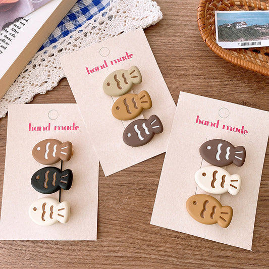 Cute Cartoon Tri-Colored Taiyaki Hair Clip: Adorable Hair Accessory
