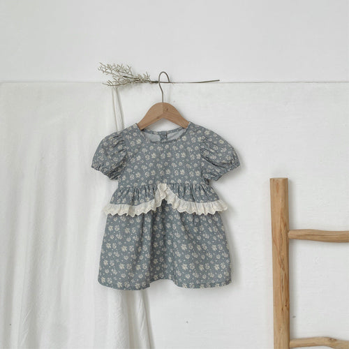 Summer Arrival Northern Europe Floral Pattern Short Sleeves Dress for