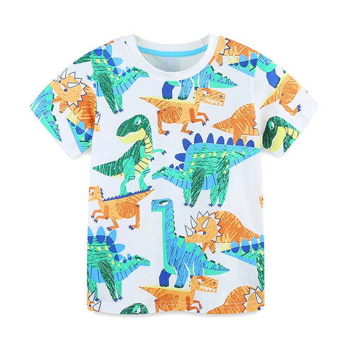Summer Boys’ Dinosaurs Animals Cartoon Pattern T-shirt in European and