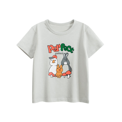 Summer Boys’ Animals Cartoon and Letters Pattern T-shirt in European