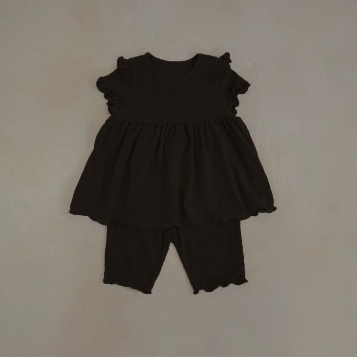 Summer Baby Kids Solid Color Fly Sleeves Vest and Pants Simple