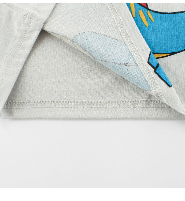 Summer Boys’ Animals Cartoon and Letters Pattern T-shirt in European