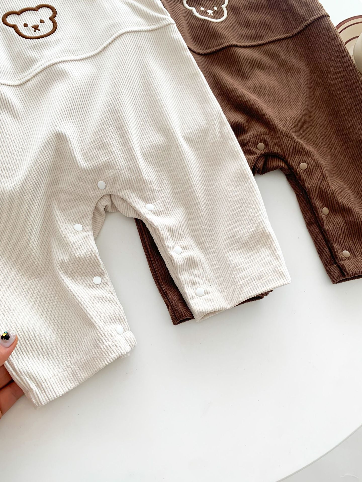 Infant Baby Bear Head Corduroy Combo Overalls In Sets