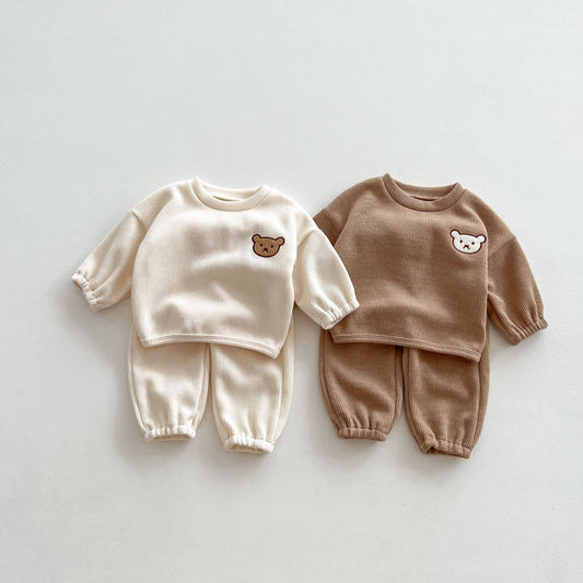 Infant Baby Bear Head Long-sleeved Combo Pants In Sets