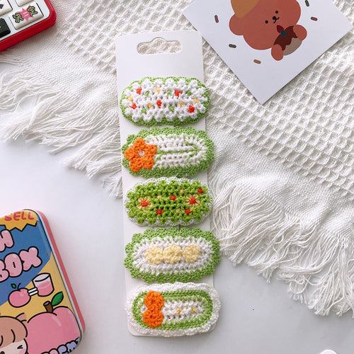 Korean-Style Versatile Knit Hair Clip With Sweet Floral Design For