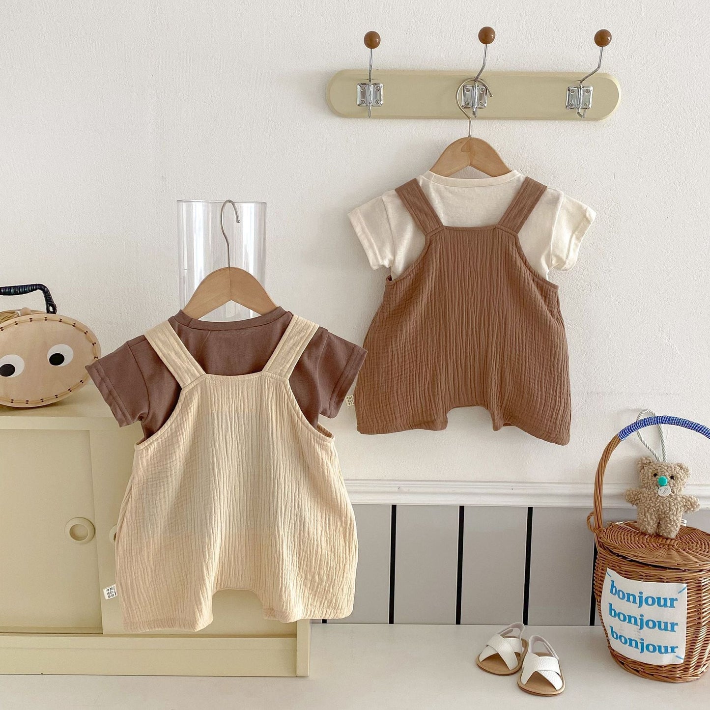 Summer Hot Selling Baby Kids Unisex Sleeveless Plain Solid Color Strap